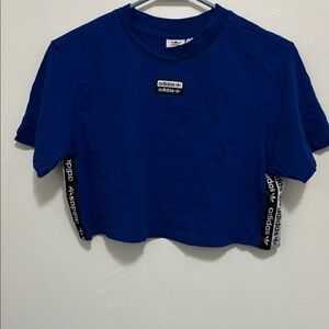 adidas Royal Blue Cropped Crew Tee with Logo Tape
